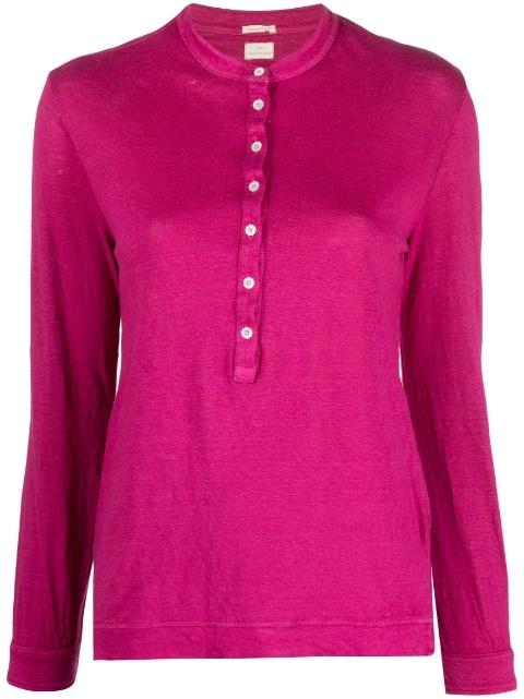 Java linen henley shirt by MASSIMO ALBA