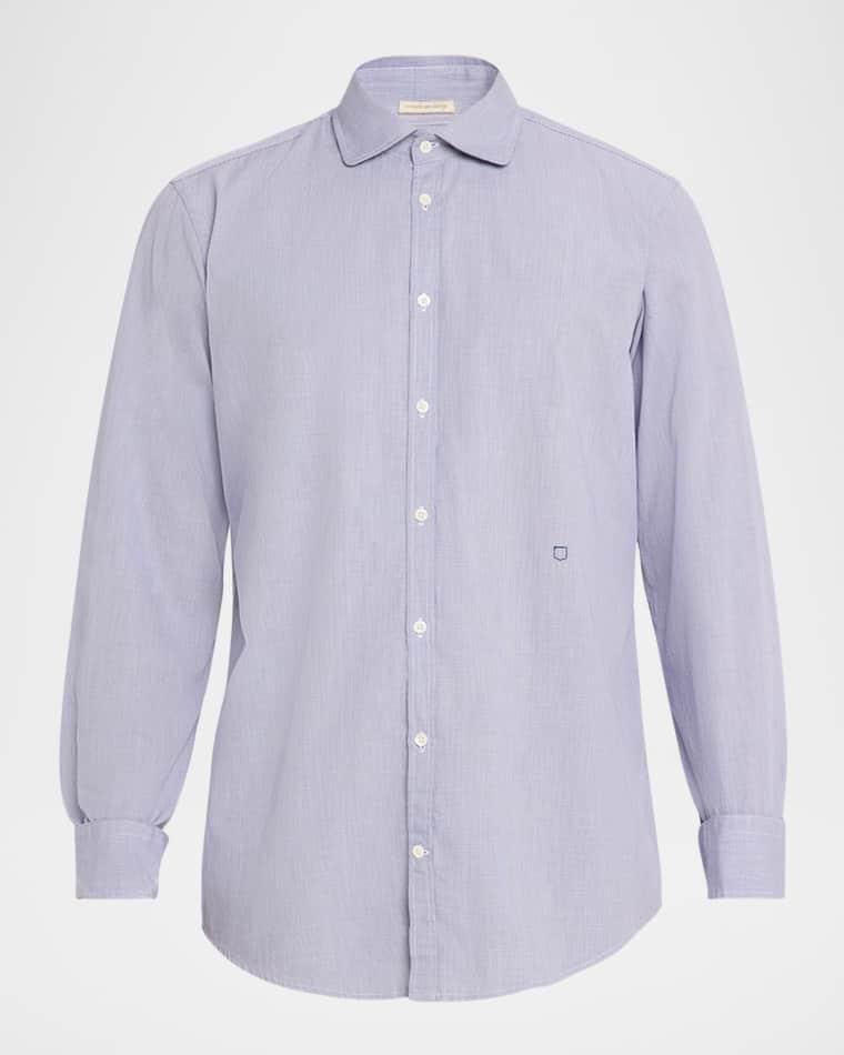 Men's Long-Sleeve Cotton Jacquard Shirt by MASSIMO ALBA
