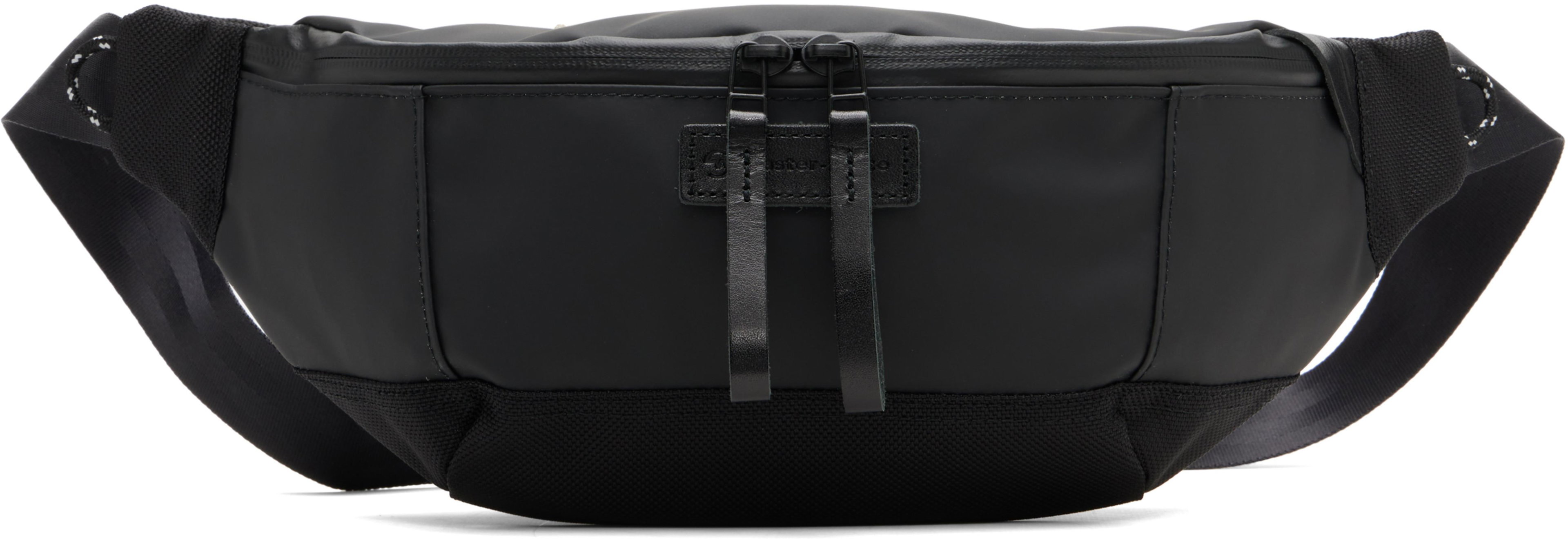 Black Slick Waist Belt Bag by MASTER-PIECE