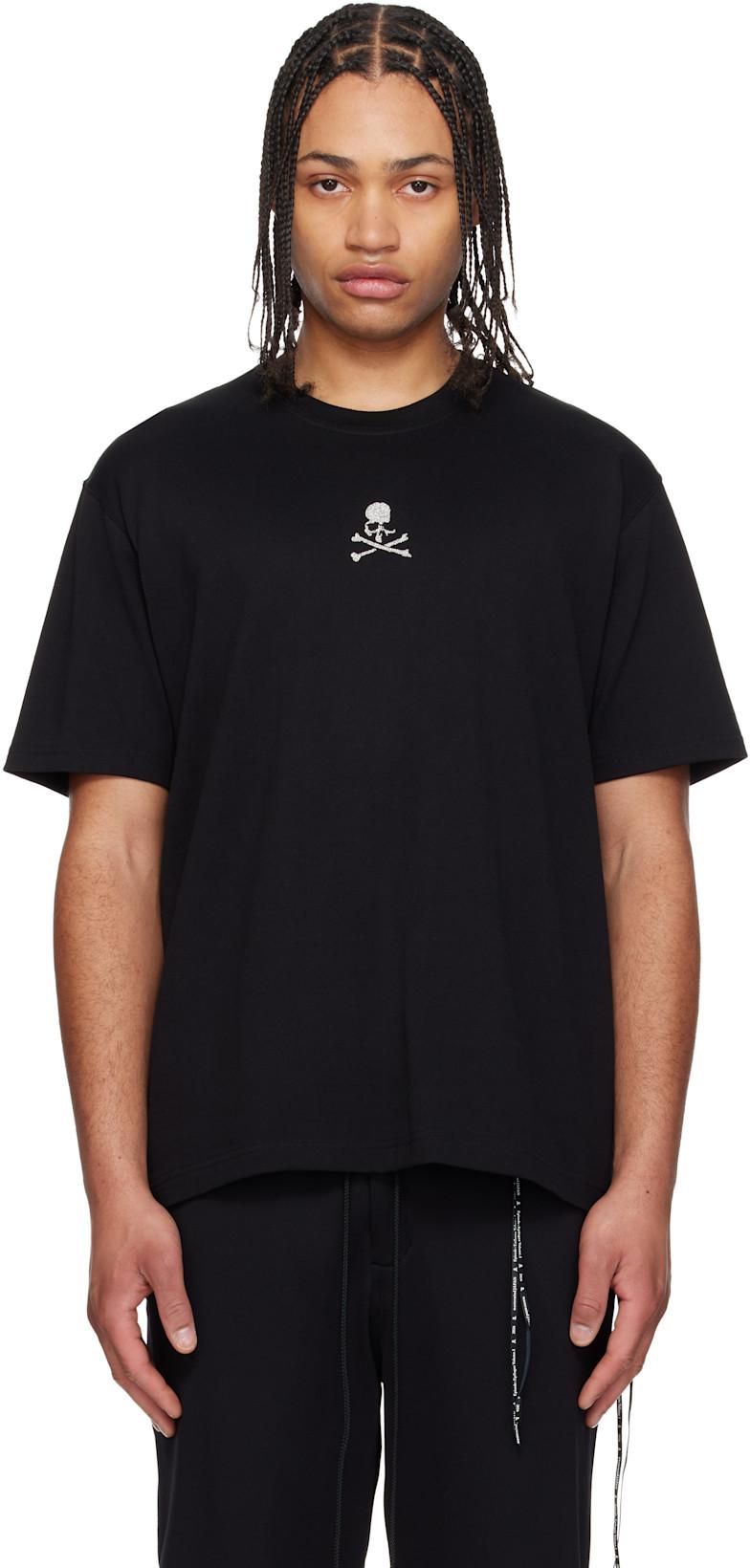 Black Glass Beaded Loopwheel T-shirt by MASTERMIND