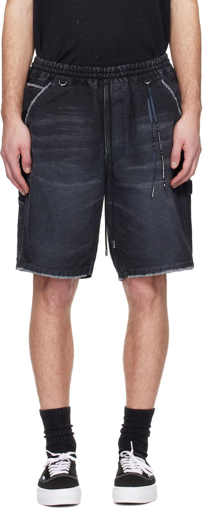 Black MW Duck Painter Shorts by MASTERMIND