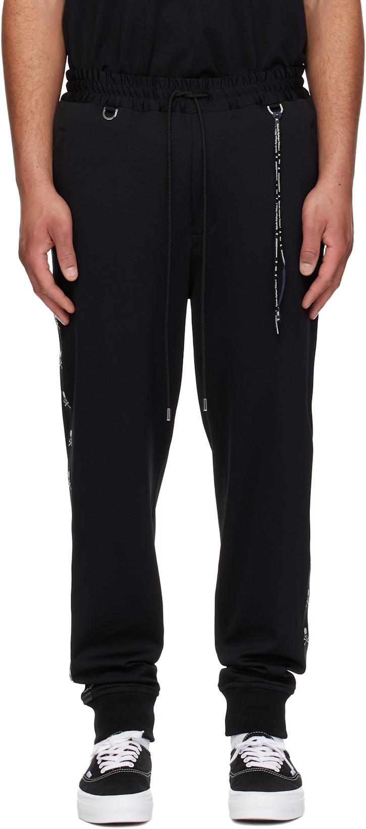 Black Skull Tape Jersey Track Pants by MASTERMIND