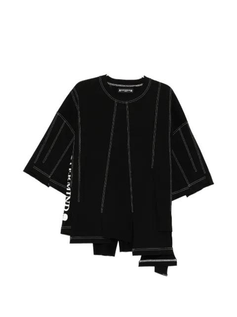 asymmetric exposed-seam T-shirt by MASTERMIND