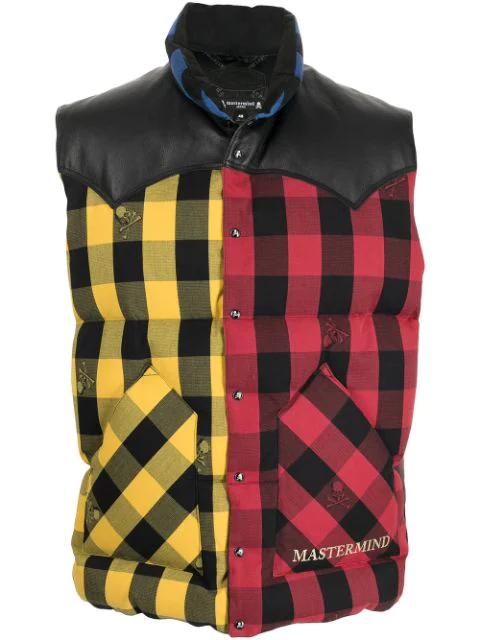 check-print padded gilet by MASTERMIND
