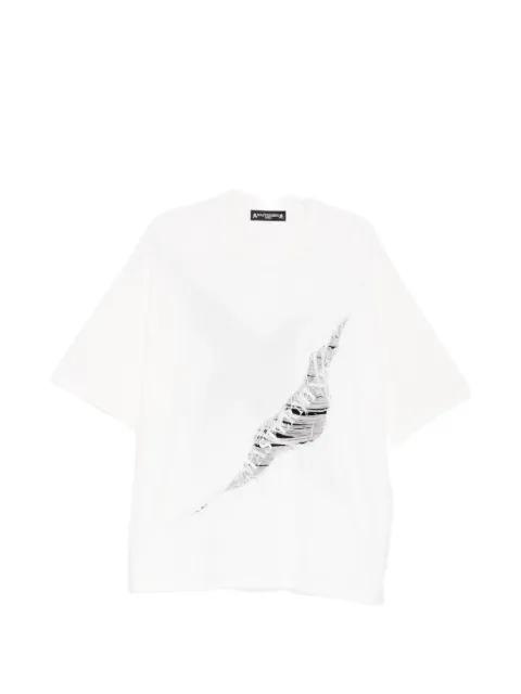 distressed ribbed T-shirt by MASTERMIND