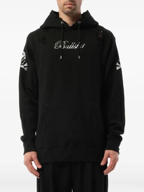 distressed skull-print hoodie by MASTERMIND