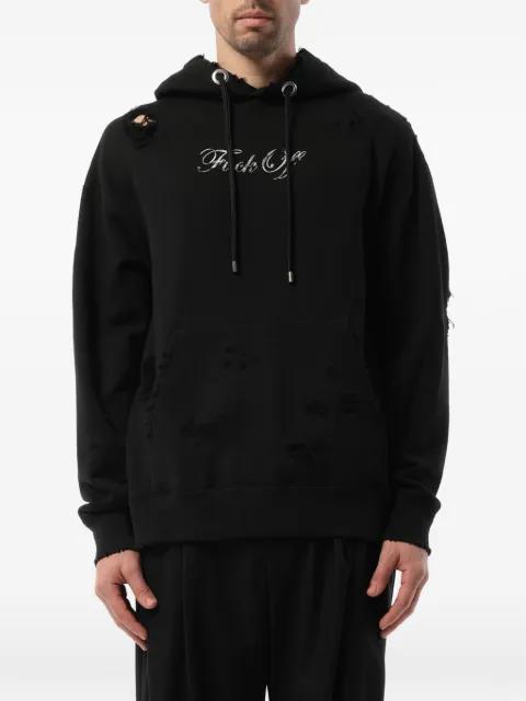 distressed skull-print hoodie by MASTERMIND