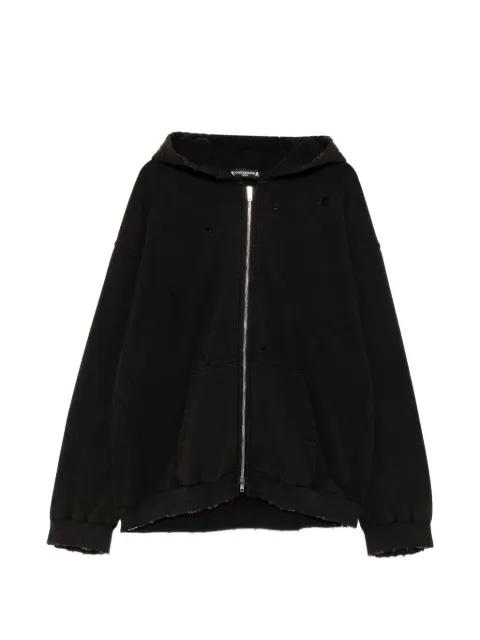distressed zip-up hoodie by MASTERMIND