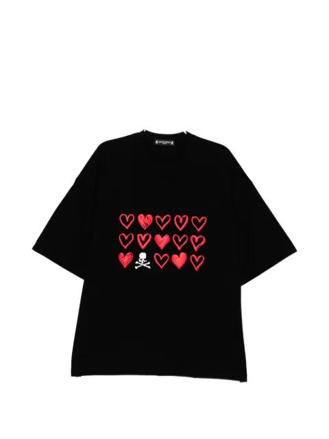 hearts skull graphic T-shirt by MASTERMIND