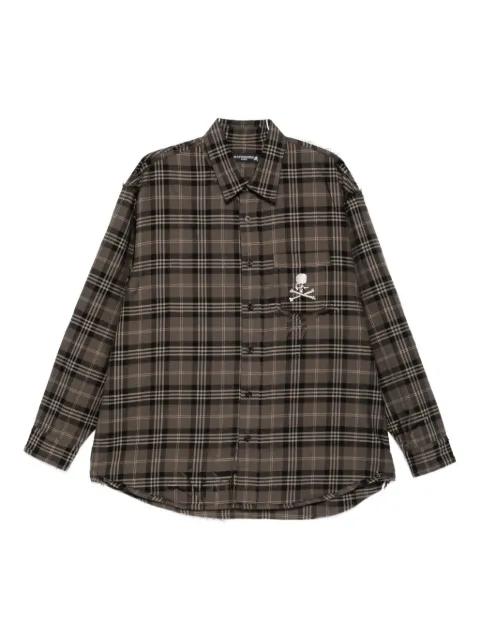 skull-embroidered plaid shirt by MASTERMIND