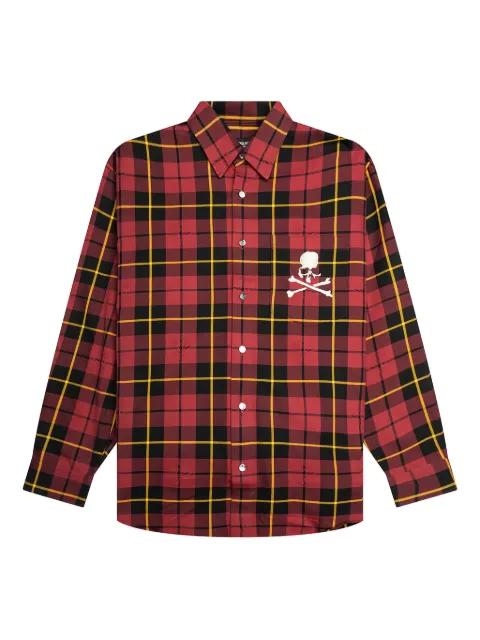 skull-embroidered plaid shirt by MASTERMIND