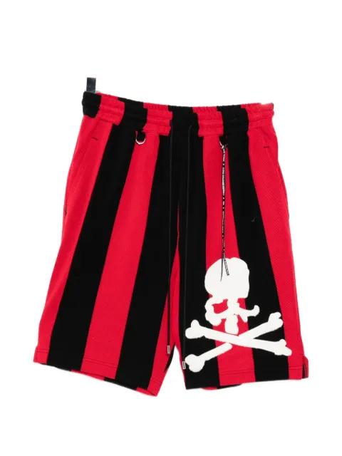 skull-patch striped shorts by MASTERMIND