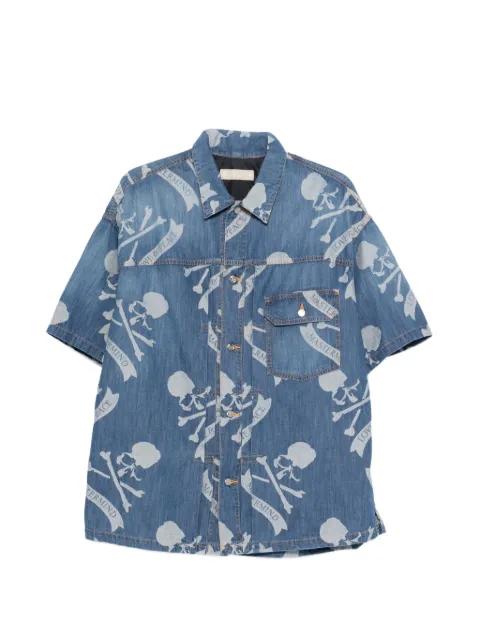 skull-print denim shirt by MASTERMIND