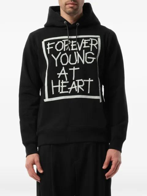 slogan-print drawstring hoodie by MASTERMIND