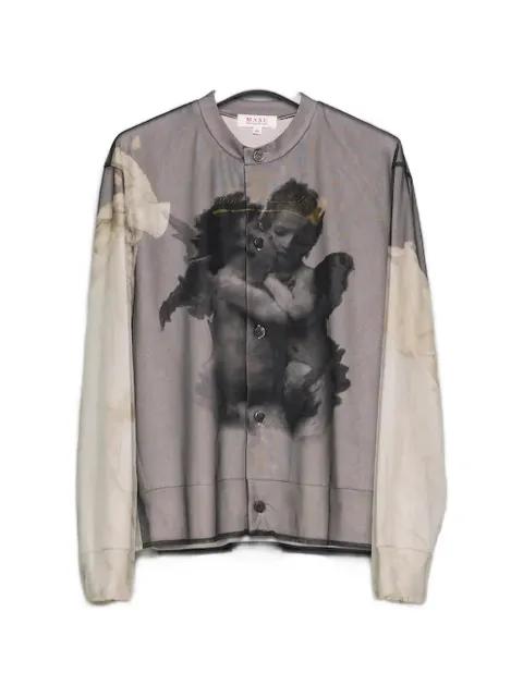 angel-print layered cardigan by MASU