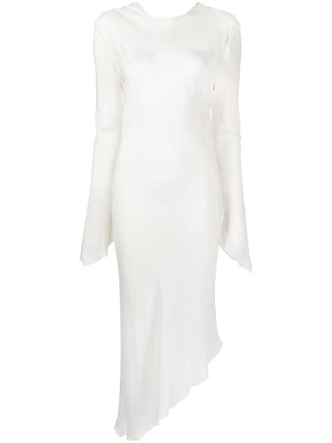 asymmetric backless sheer dress by MATERIEL