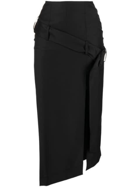 asymmetric belted midi skirt by MATERIEL