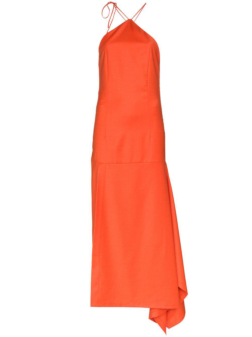 asymmetric hem halter dress by MATERIEL