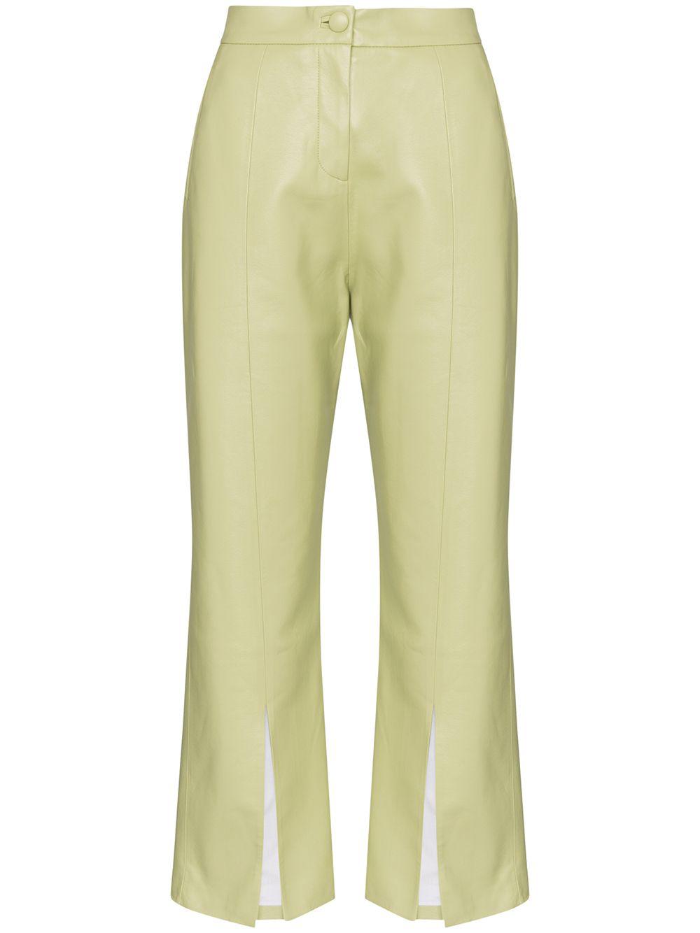 cropped faux leather flared trousers by MATERIEL