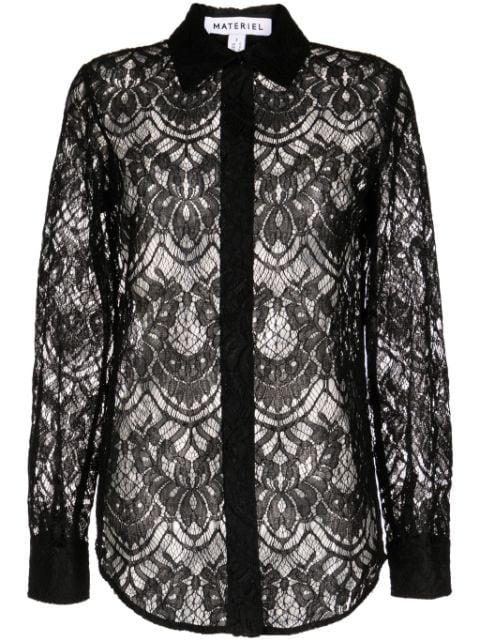 lace-detail long sleeve shirt by MATERIEL