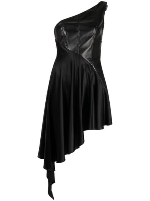 one-shoulder faux-leather dress by MATERIEL
