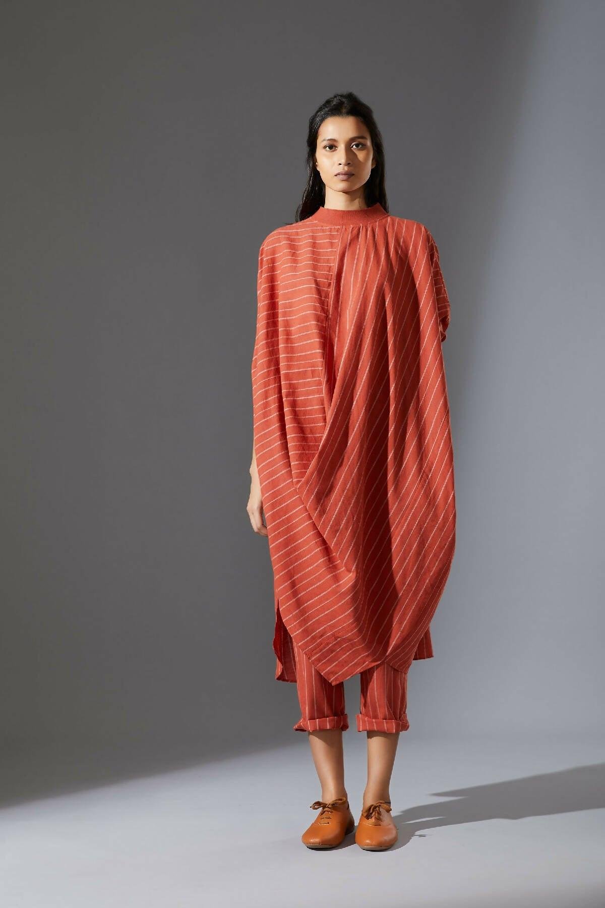 Cowl Tunic With Ribbed Collar by MATI