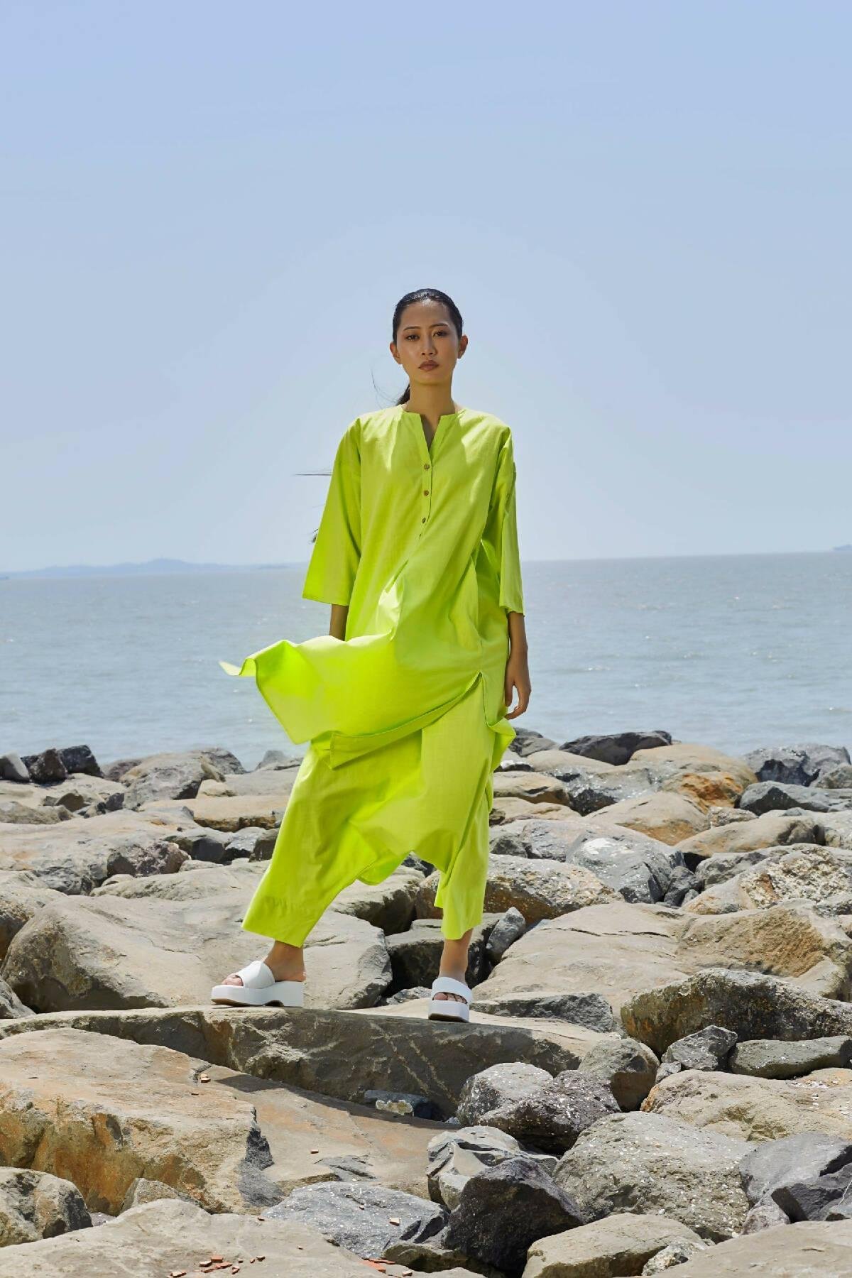 Neon Green Placket Tunic by MATI