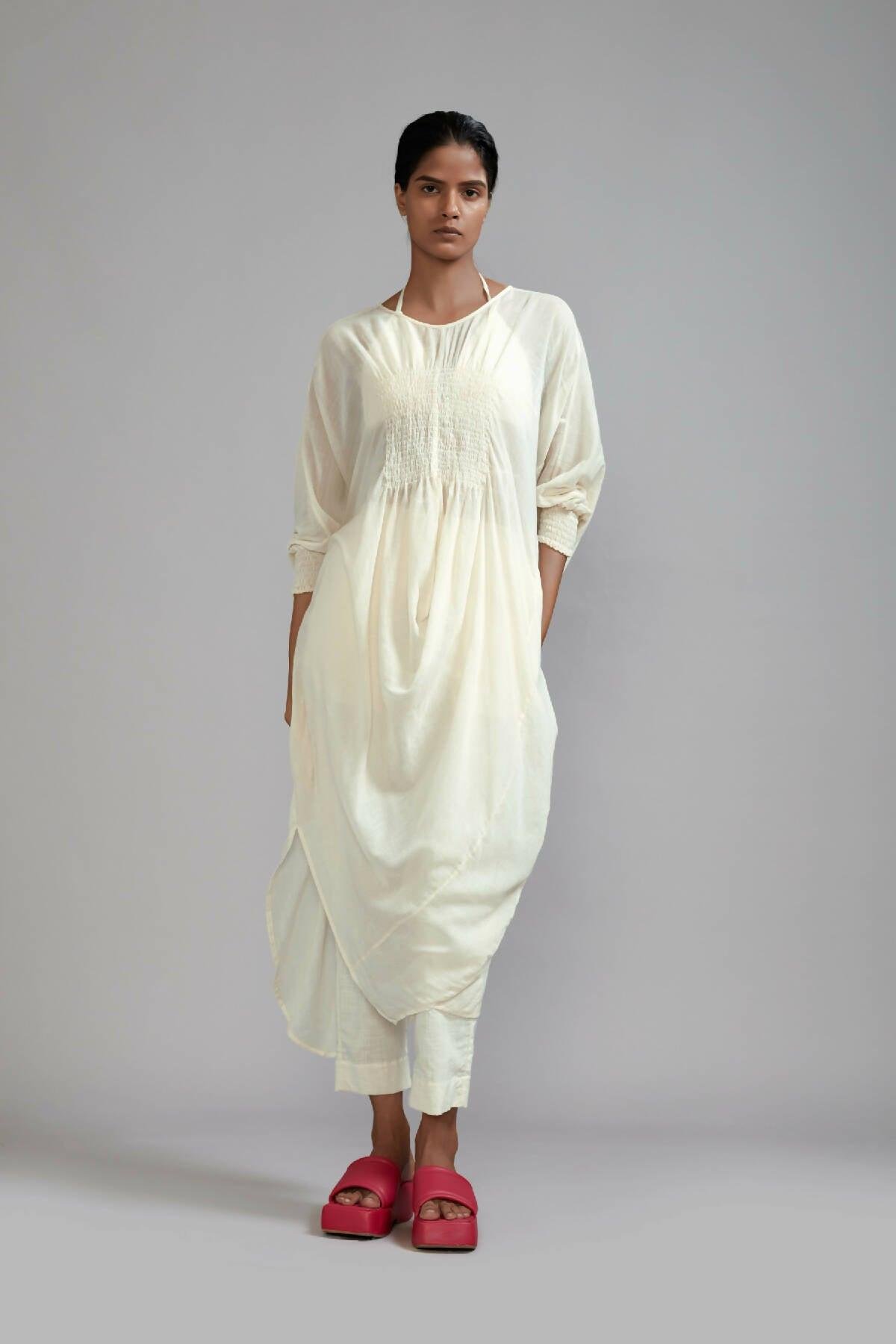 Off-White Smocked Cowl Tunic by MATI