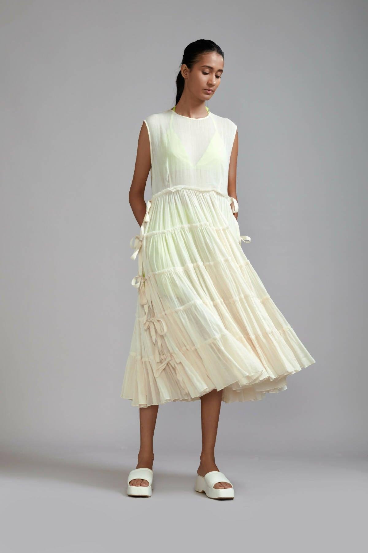 Off-White Tiered Tie Tunic by MATI