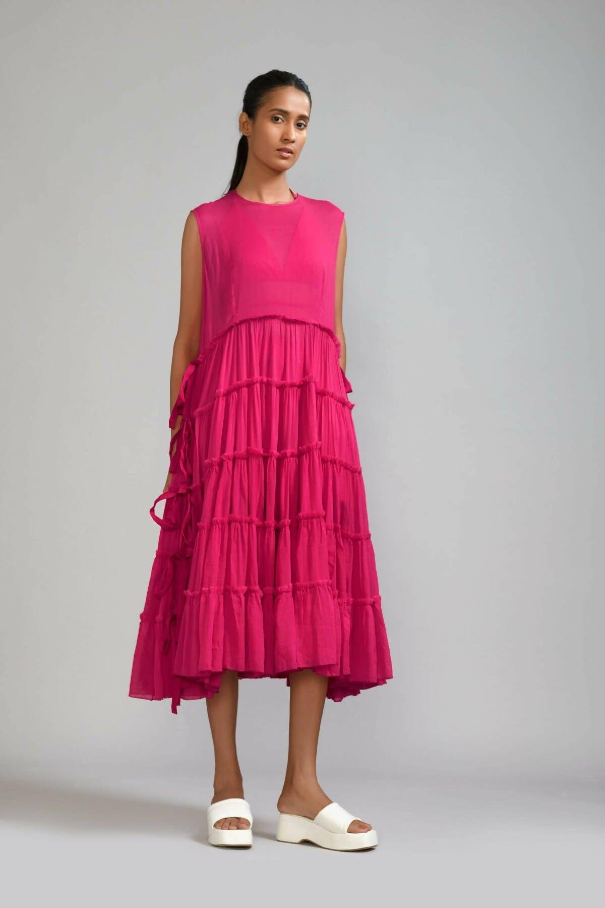 Pink Tiered Tie Tunic by MATI