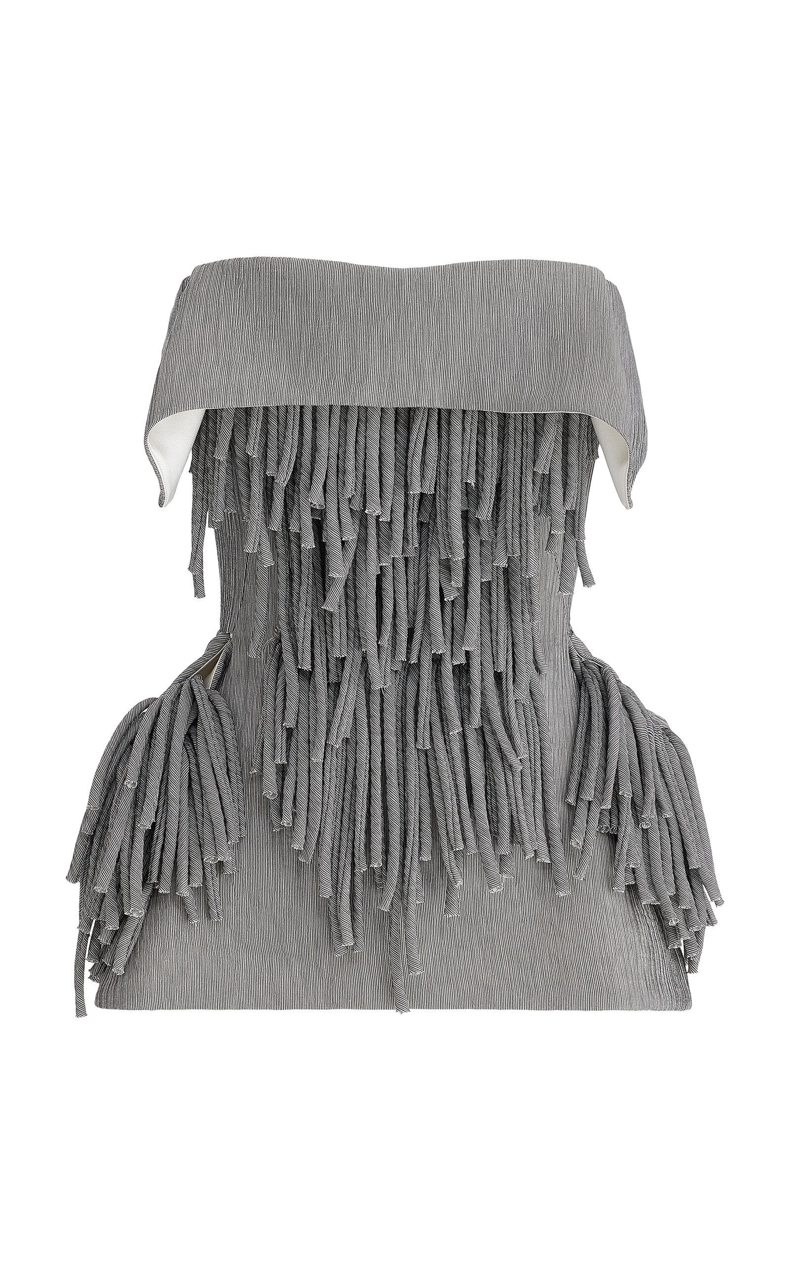 Maticevski Utility Fringed Crinkled Crepe Strapless Peplum Top - Moda Operandi by MATICEVSKI