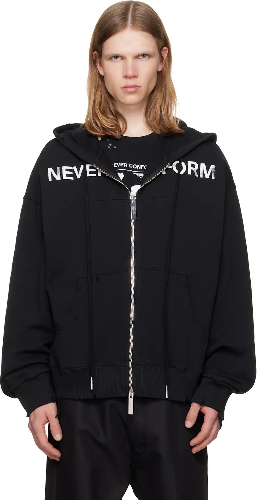 Black 'Never Conform' Hoodie by MATIERES FECALES