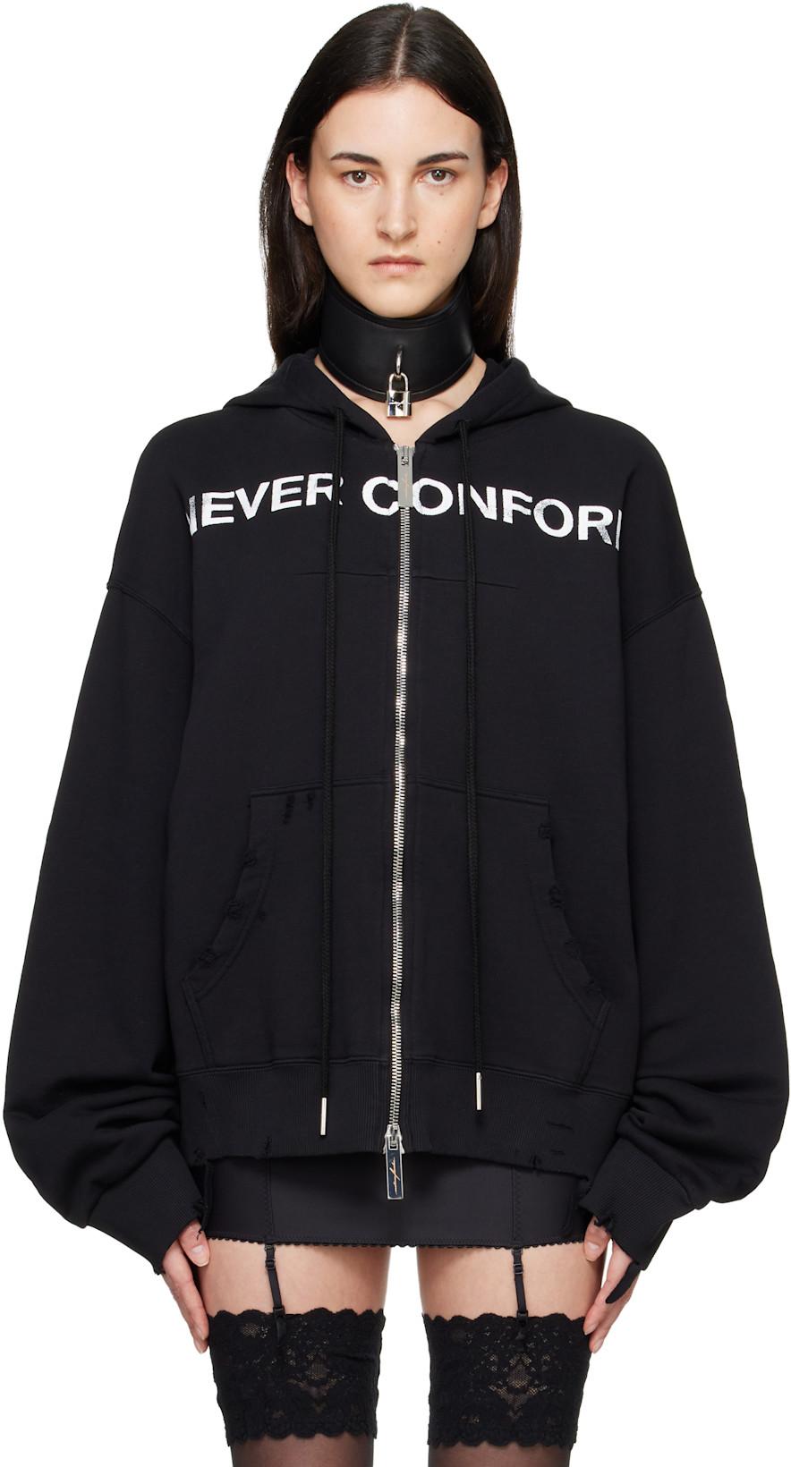 Black 'Never Conform' Hoodie by MATIERES FECALES