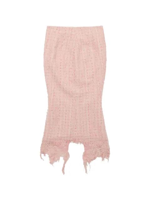 back-slit fringed midi skirt by MATIERES FECALES