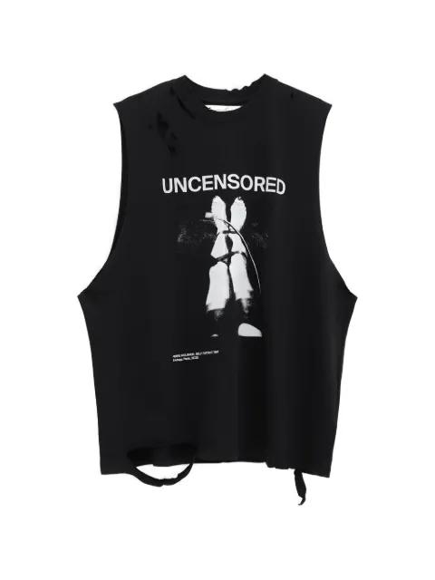 distressed graphic-print T-shirt by MATIERES FECALES