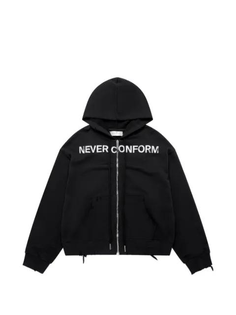 distressed slogan-print hoodie by MATIERES FECALES
