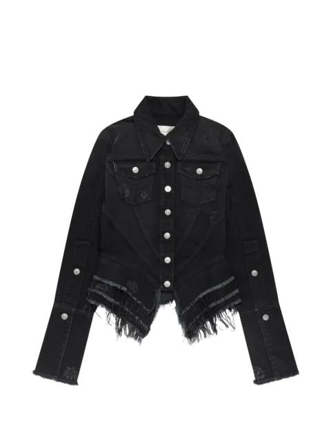 frayed-edge distressed denim jacket by MATIERES FECALES
