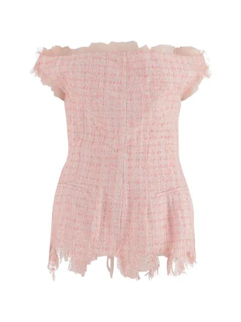 off-shoulder fringed-hem top by MATIERES FECALES