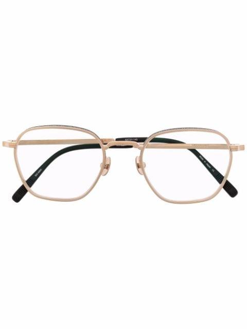 embossed round-frame glasses by MATSUDA
