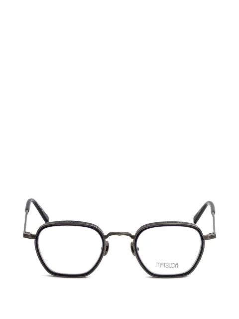 engraved geometric-frame glasses by MATSUDA
