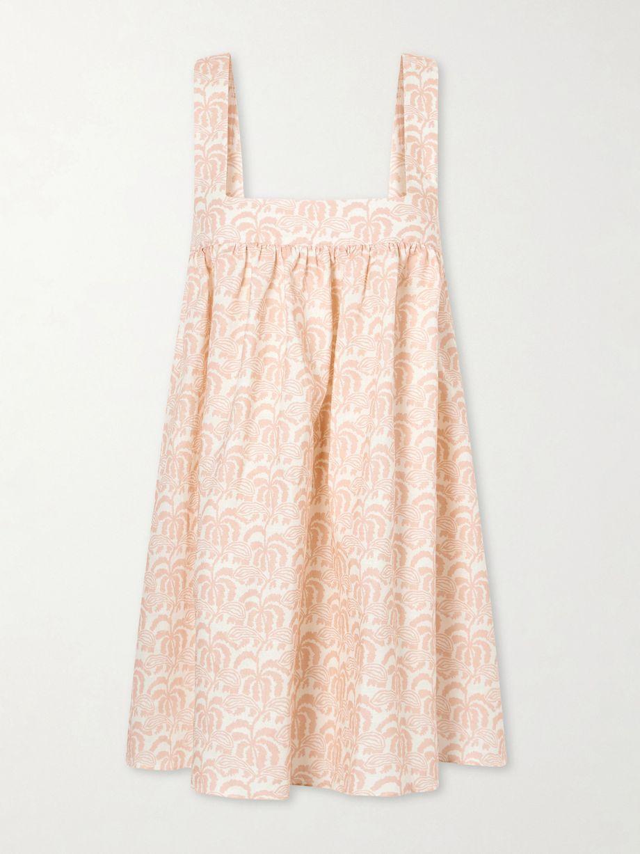 Babydoll printed linen and cotton-blend mini dress by MATTEAU