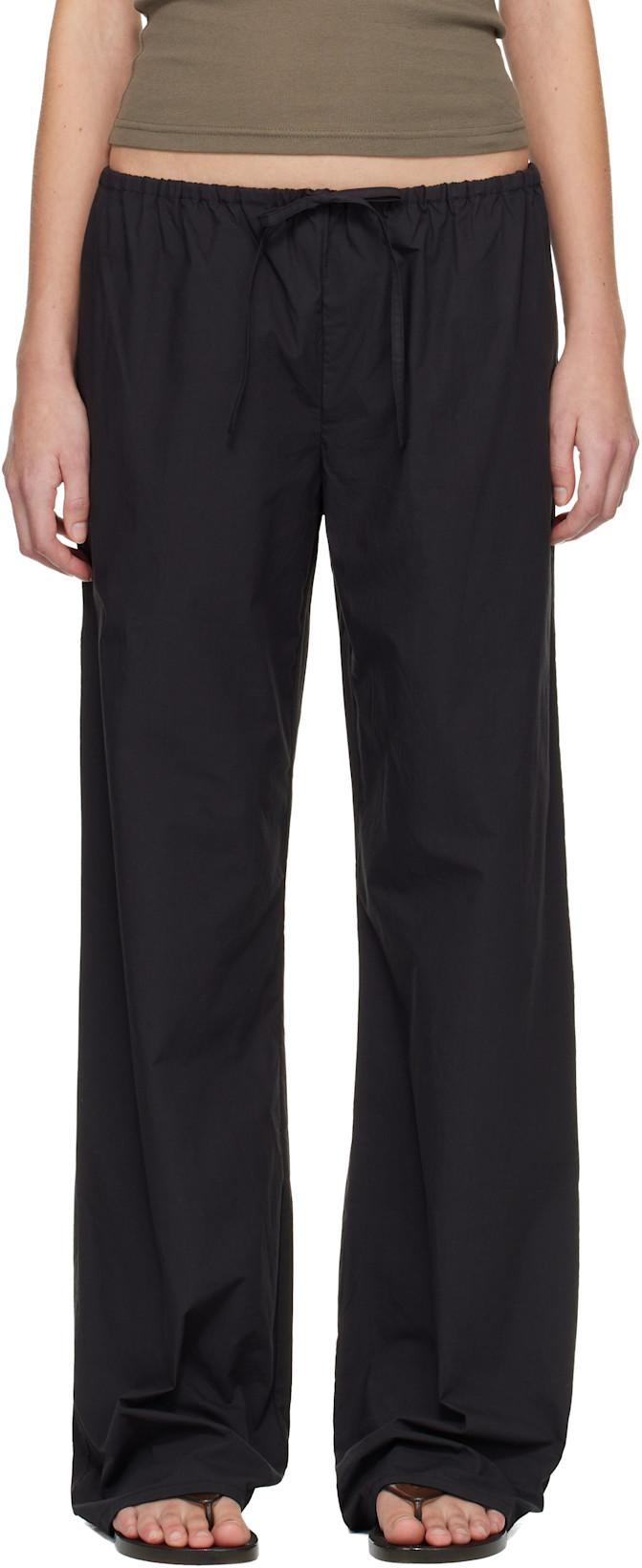 Black Drawcord Trousers by MATTEAU