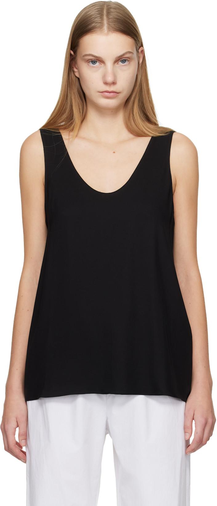 Black Fluid Scoop Tank Top by MATTEAU