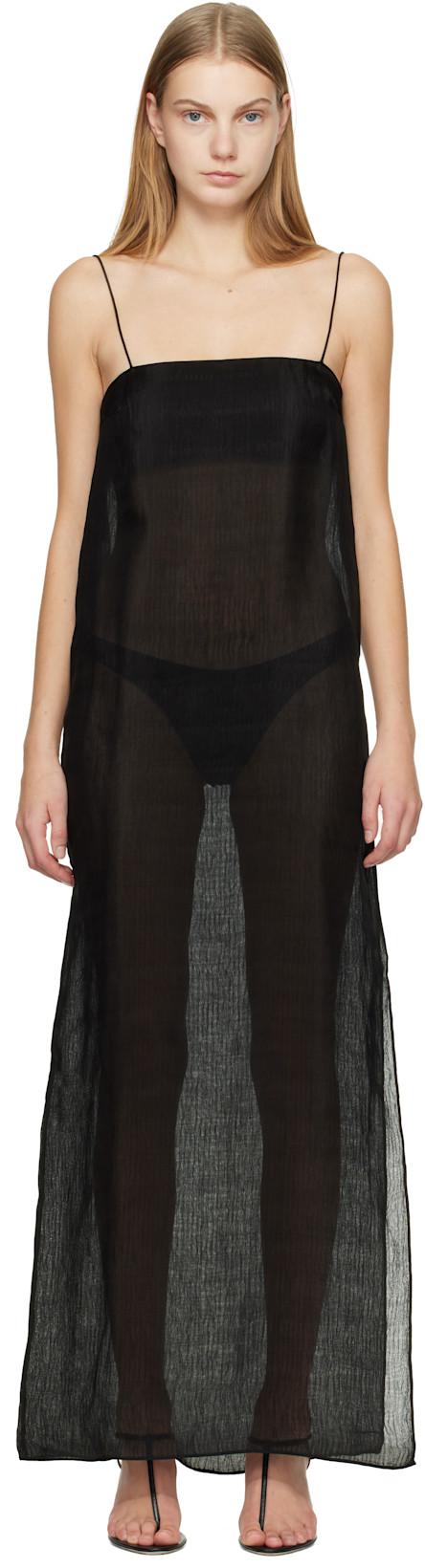Black Sheer Cami Maxi Dress by MATTEAU