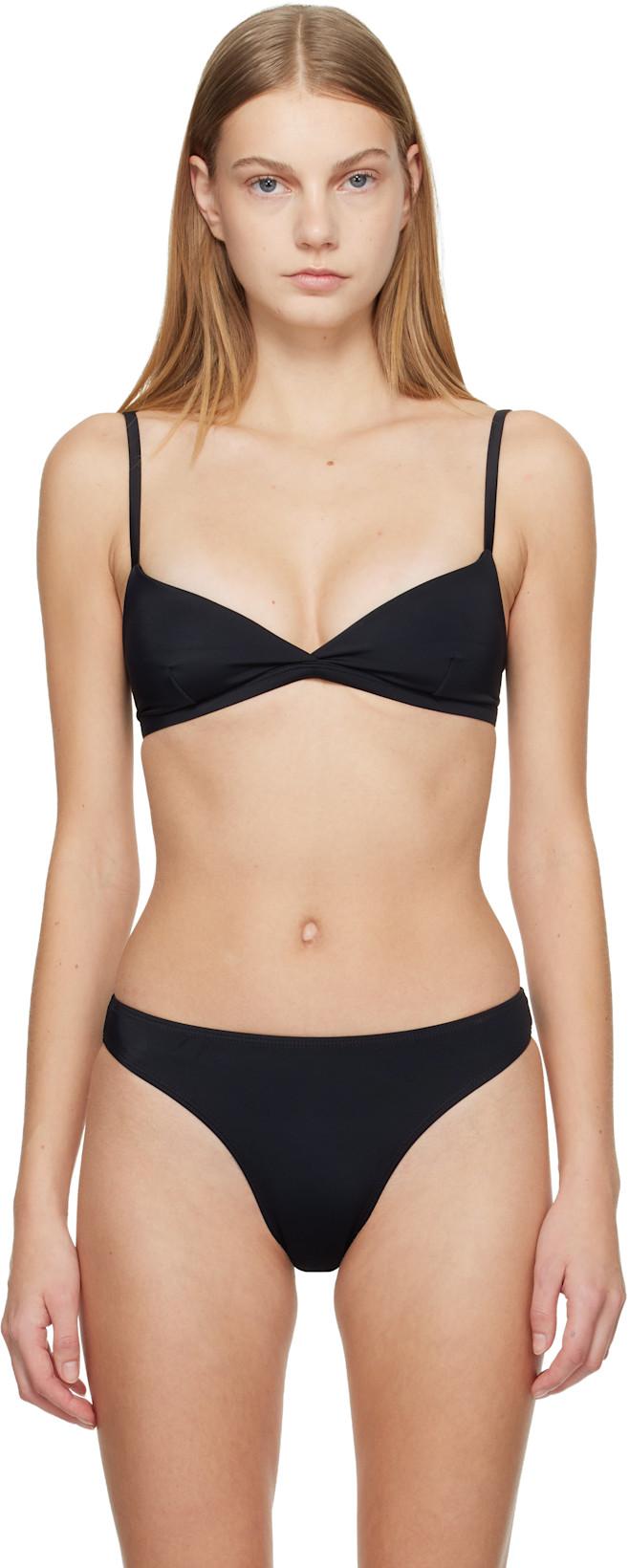 Black Tri Crop Bikini Top by MATTEAU