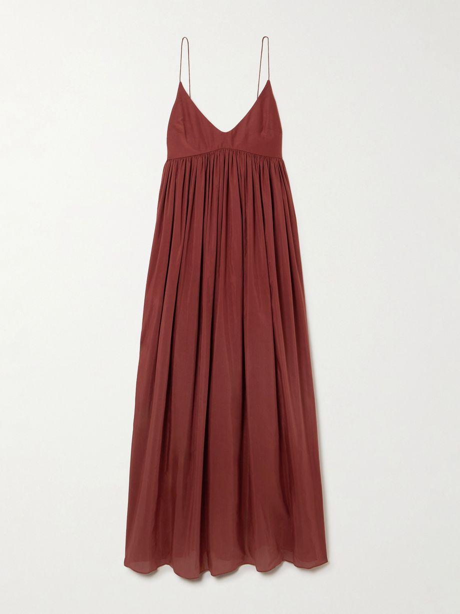 Gathered organic cotton and silk-blend maxi dress by MATTEAU