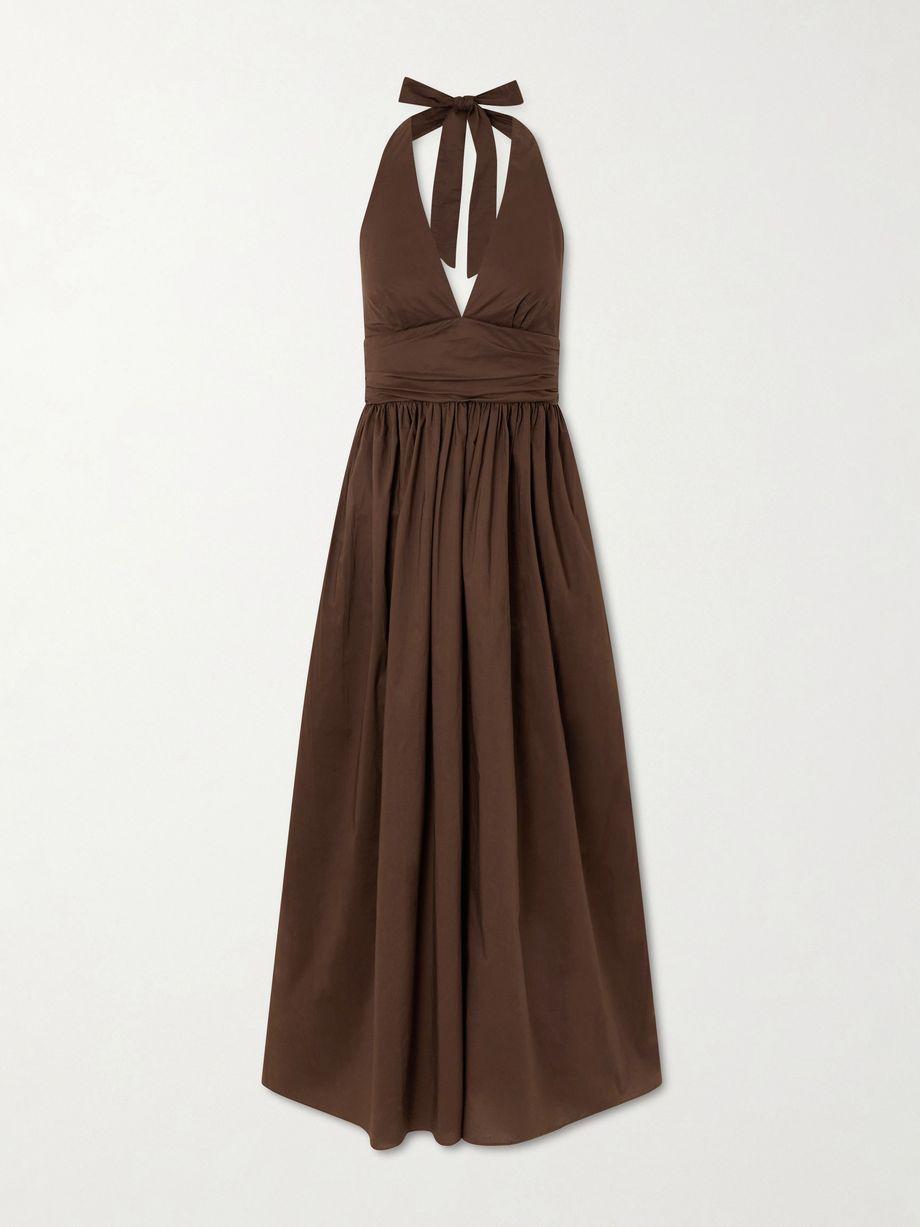 Gathered organic cotton-poplin halterneck maxi dress by MATTEAU