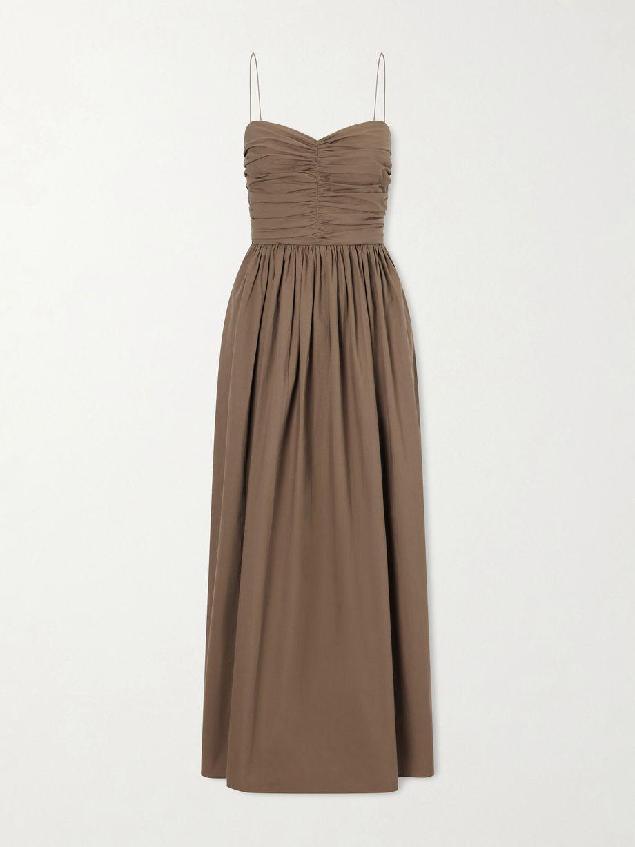 Gathered organic cotton-poplin midi dress by MATTEAU