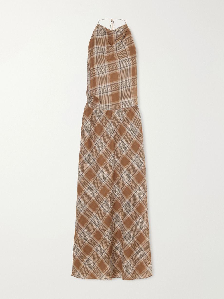 Layered checked cotton-voile midi dress by MATTEAU