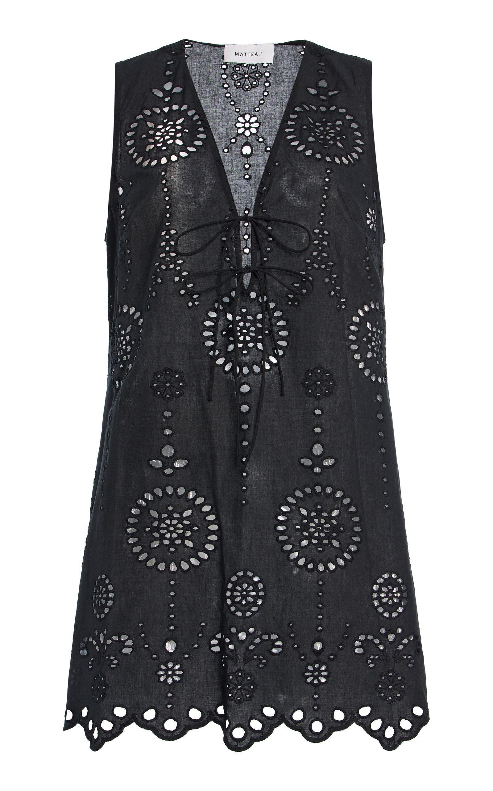 Matteau Broderie Anglise Cotton Tie Mini Dress - Moda Operandi by MATTEAU